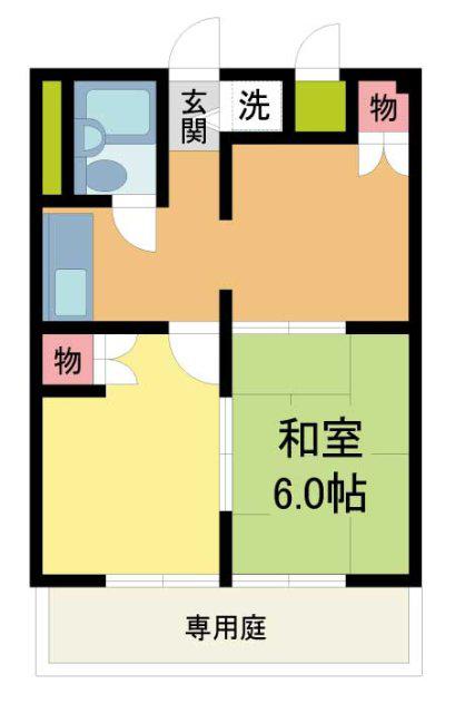シャンテ中山(2DK/1階)の間取り写真