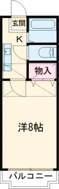 ソレアード遠見塚 弐(1K/2階)の間取り写真