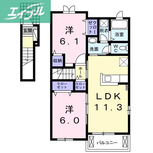 サンリットのぞみ(2LDK/2階)の間取り写真