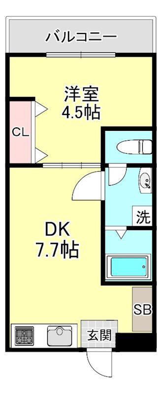 PRECIOUS ONE(1DK/1階)の間取り写真