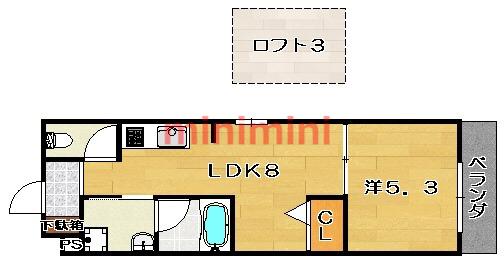 SAKURA6(1LDK/2階)の間取り写真