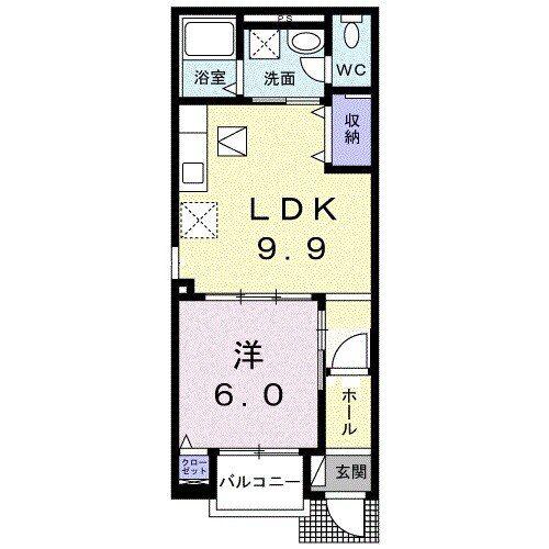 ビオトープ(1LDK/1階)の間取り写真