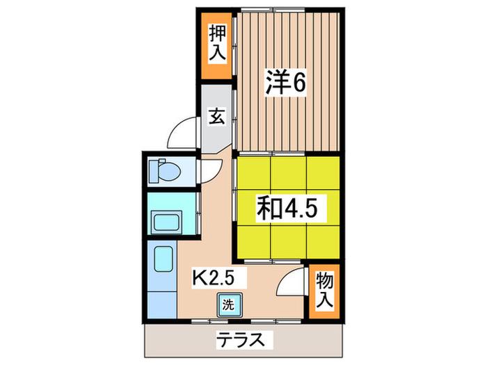 中豊アパ-ト(2K/1階)の間取り写真