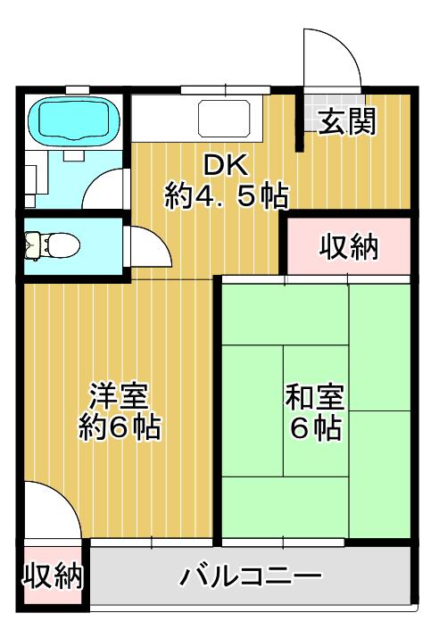 奥田マンション(2DK/1階)の間取り写真