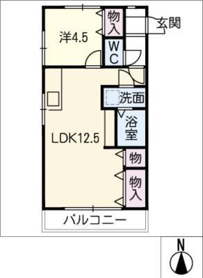 プチハウス石原(1LDK/1階)の間取り写真