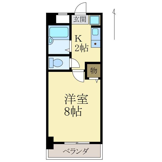 グリーンヒル北大池(1K/2階)の間取り写真