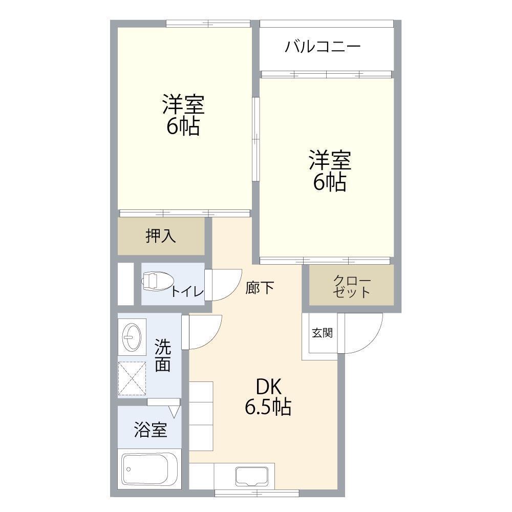 ルーセントA(2DK/2階)の間取り写真