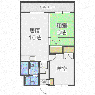 ロイヤルレインボー平岸A棟(2LDK/1階)の間取り写真