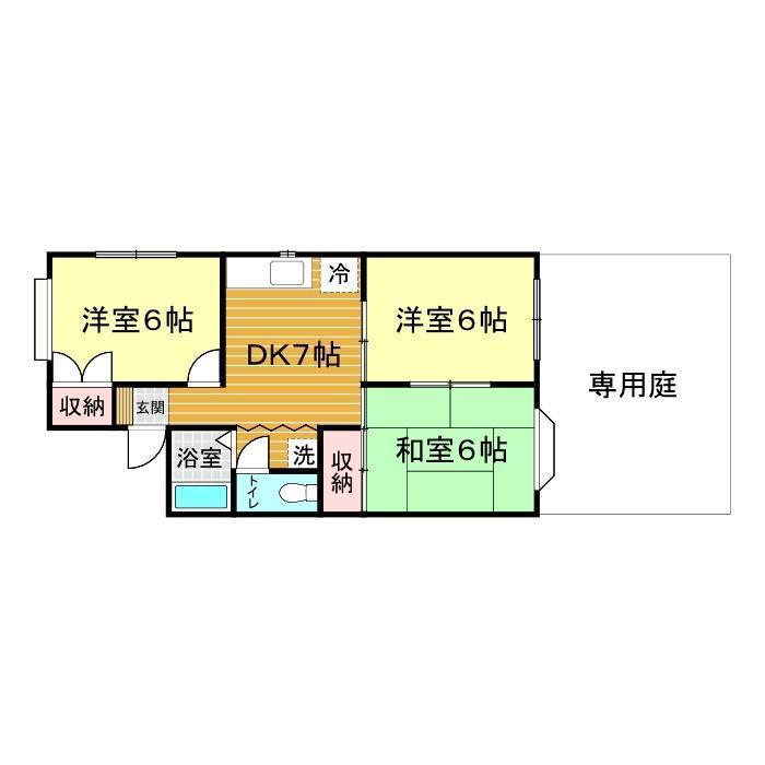 ハイツユニ楠乃(3DK/1階)の間取り写真