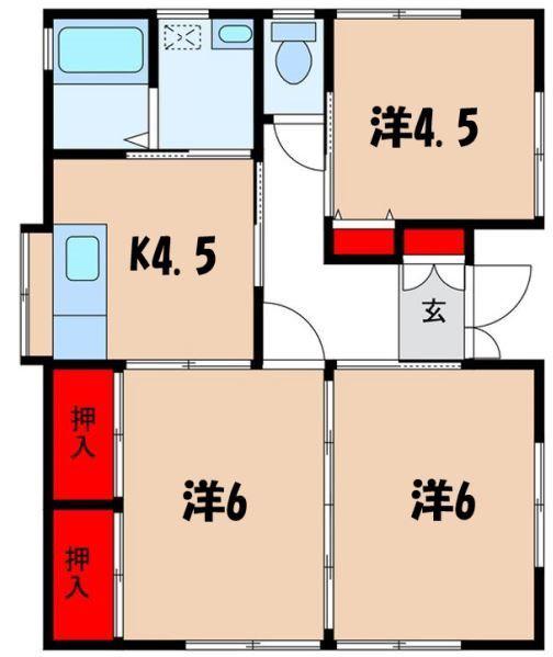シティライフ高田(1K/3階)の間取り写真