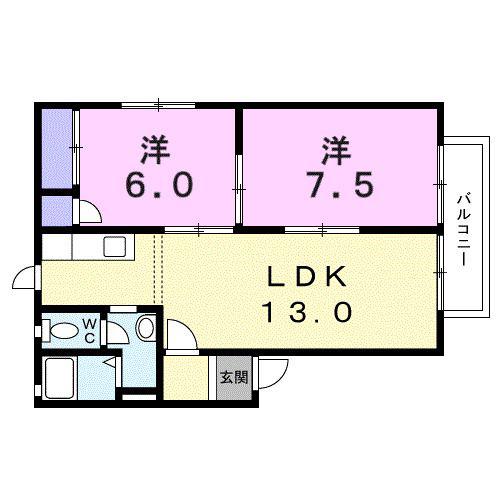 フレグランス大内(2LDK/2階)の間取り写真