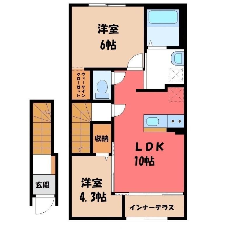 ブルースター(2LDK/2階)の間取り写真