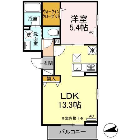 コロ企画コート(1LDK/1階)の間取り写真