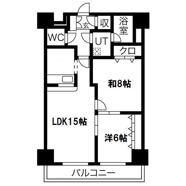 クレア南郷(2LDK/12階)の間取り写真