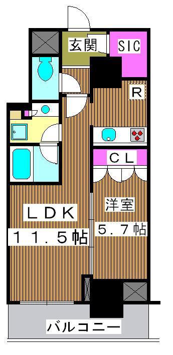 パークタワー滝野川(1LDK/8階)の間取り写真