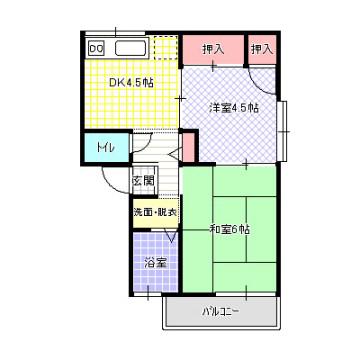 ワールドライフ中田I(2DK/2階)の間取り写真