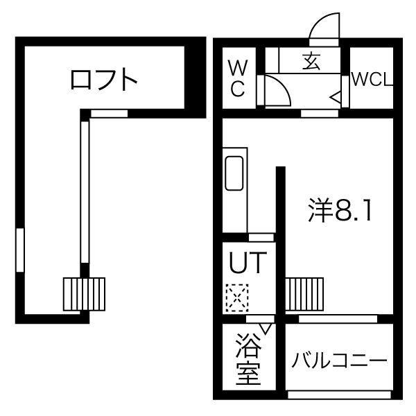 ハイツLLH(1SK/2階)の間取り写真