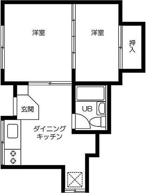 フジビュー大崎 (2DK/1階)の間取り写真