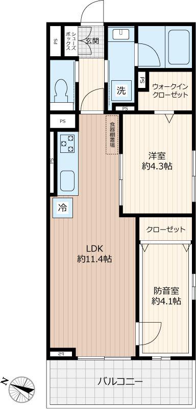 LIBERTE井草(2LDK/4階)の間取り写真