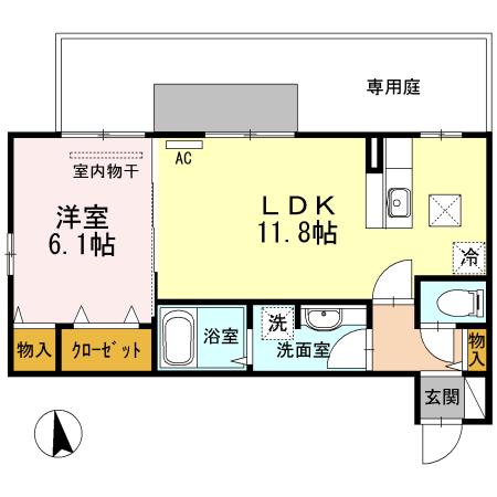 クレール・メゾン(1LDK/1階)の間取り写真