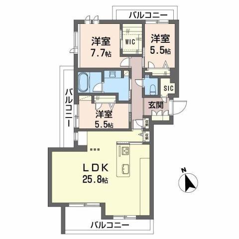 プレミアス赤坂けやき通(3LDK/4階)の間取り写真