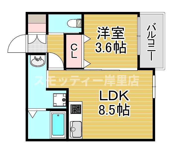 WIN玉出II(1LDK/1階)の間取り写真