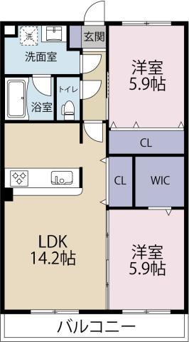 ガーデンヒルズ城南VIII(2LDK/3階)の間取り写真