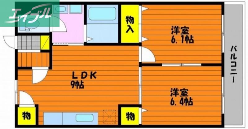 プランドールキノミ(2LDK/2階)の間取り写真