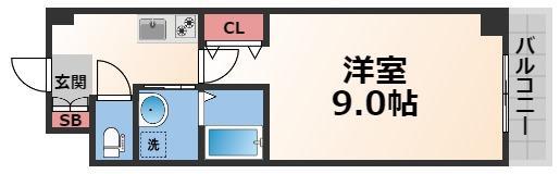 ル・クール長瀬(1K/1階)の間取り写真