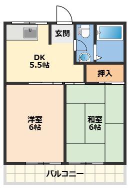 上山マンション(2DK/2階)の間取り写真