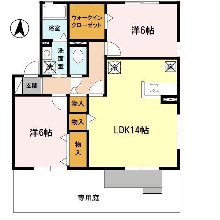 リッツハウス(2LDK/1階)の間取り写真