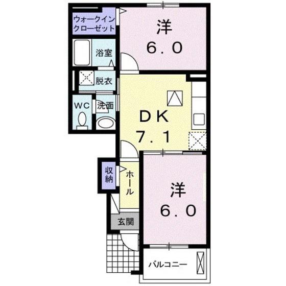 ファインブリーゼA・I B(2DK/1階)の間取り写真
