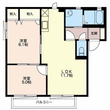 サニーユアーズ・FK D棟(2LDK/1階)の間取り写真