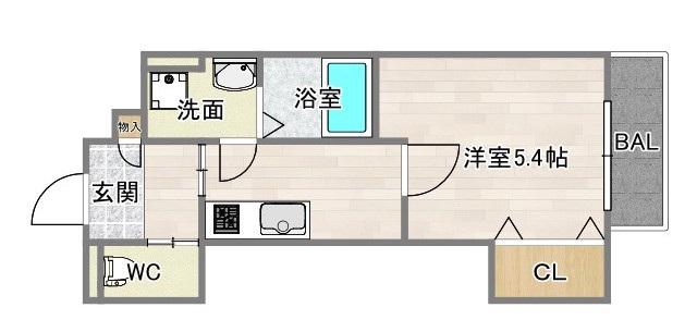 近鉄南大阪線 今川駅(大阪) 徒歩7分 3階建 新築(1K/1階)の間取り写真