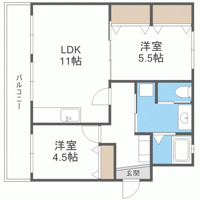 HIIKAWA APARTMENT(2LDK/3階)の間取り写真