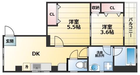 松岡第2ビル(2DK/3階)の間取り写真