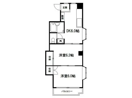 ドミールイトウ(2DK/2階)の間取り写真
