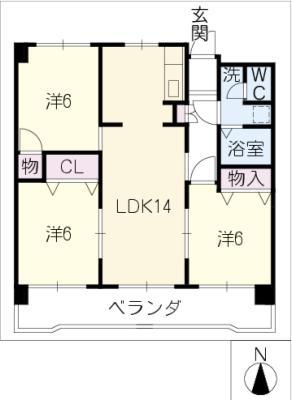 エラン平針(3LDK/11階)の間取り写真