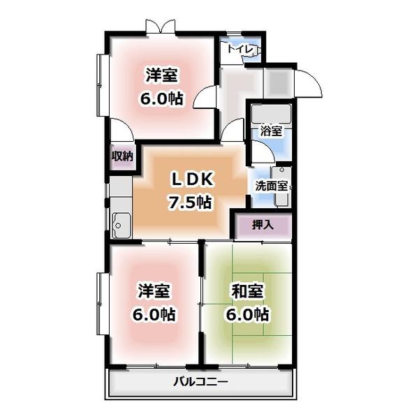 メゾンド栄 I(3DK/2階)の間取り写真