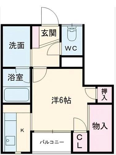 南町山岸ハイツⅡ(1K/1階)の間取り写真