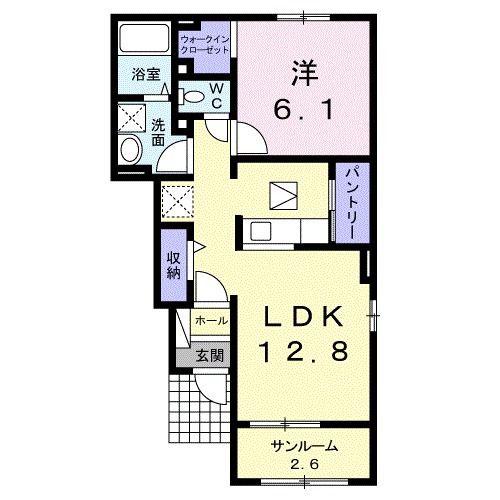 ポラリスB(1LDK/1階)の間取り写真