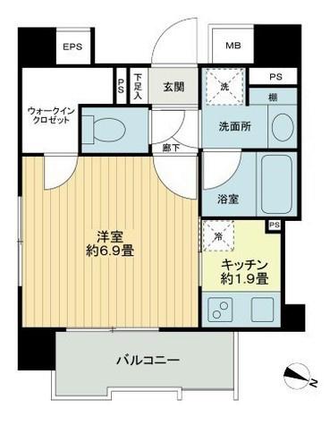 ネオマイム横浜阪東橋弐番館(1K/7階)の間取り写真