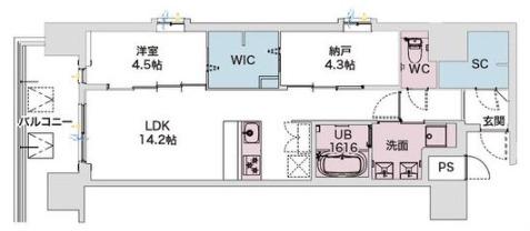 DRAW上本町(1SLDK/2階)の間取り写真