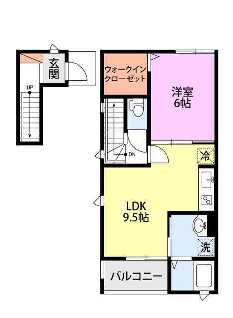 ハイマート(1LDK/2階)の間取り写真
