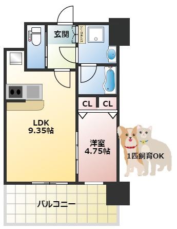 プレジオ布施ASIAN(1LDK/11階)の間取り写真