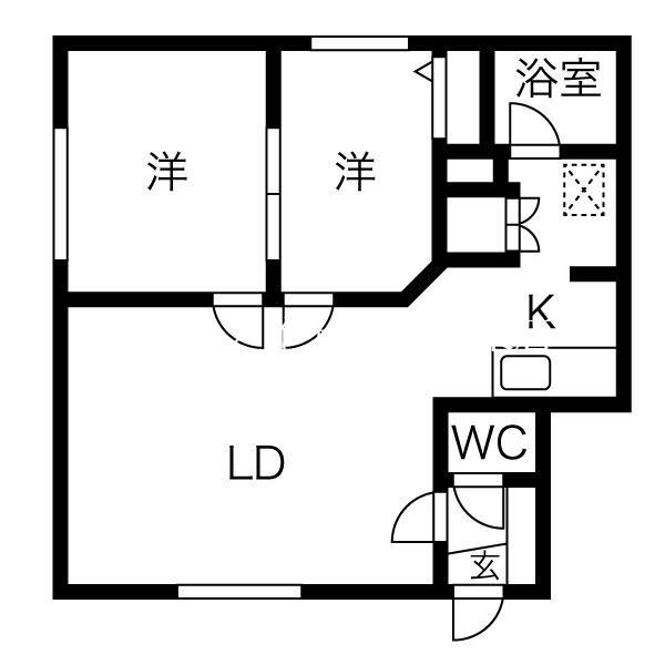 中沼パークハイツ(2LDK/3階)の間取り写真