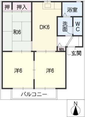 ディアスヒロII(3DK/2階)の間取り写真