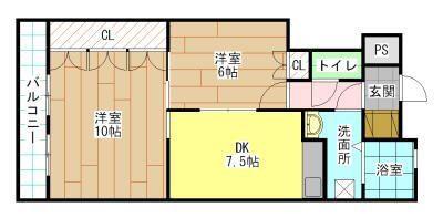 サンライフ小倉(2DK/5階)の間取り写真