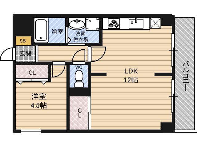 レジデンス日邦(1LDK/4階)の間取り写真