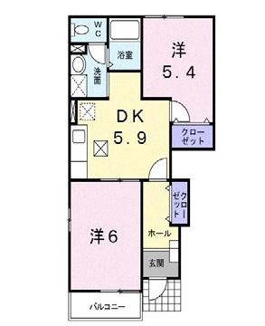 カリーノパラッツオ(2K/1階)の間取り写真